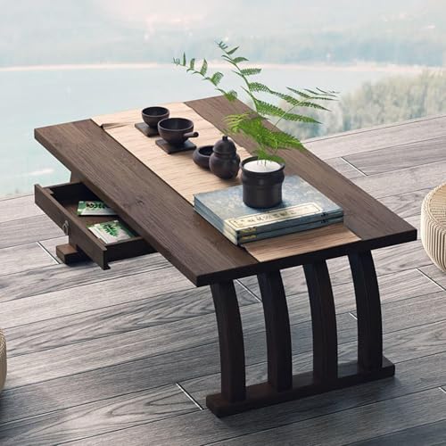 Japanese Coffee Table Small End Table,Vintage Tea Table Low Table for Sitting on The Floor,Center Table Living Room Tatami Table for Bedroom Home,70cm/27.6in