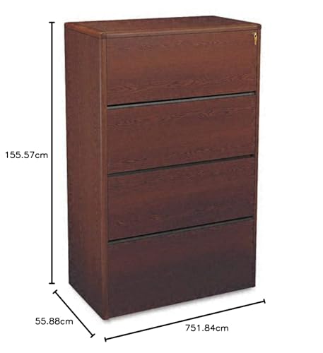 HON N 10700 Series Four Drawer Lateral File, 36w x 20d x 59 1/8h, Mahogany