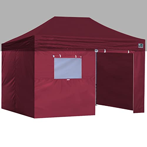 Eurmax USA Full Zippered Walls for 10 x 20 Easy Pop Up Canopy Tent,Enclosure Sidewall Kit with Roller Up Mesh Window and Door 4 Walls ONLY,NOT Including Frame and Top（White）