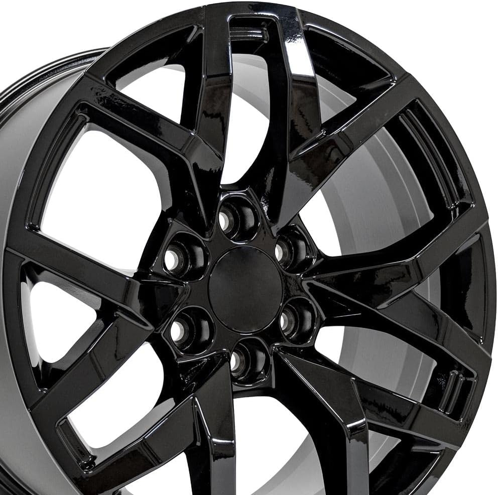 OE Wheels LLC 20 inch Rims Fits Chevy Silverado Tahoe Sierra Yukon Escalade Silverado CV66 20x9 Rim Gloss Black SET