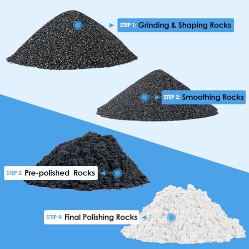Rock Tumbler Grit Kit [6 Pounds], Polish Up to [40 lbs.] of Rocks, 4 Steps Polish Refill Media Kit, Compatible with Any Tumbler