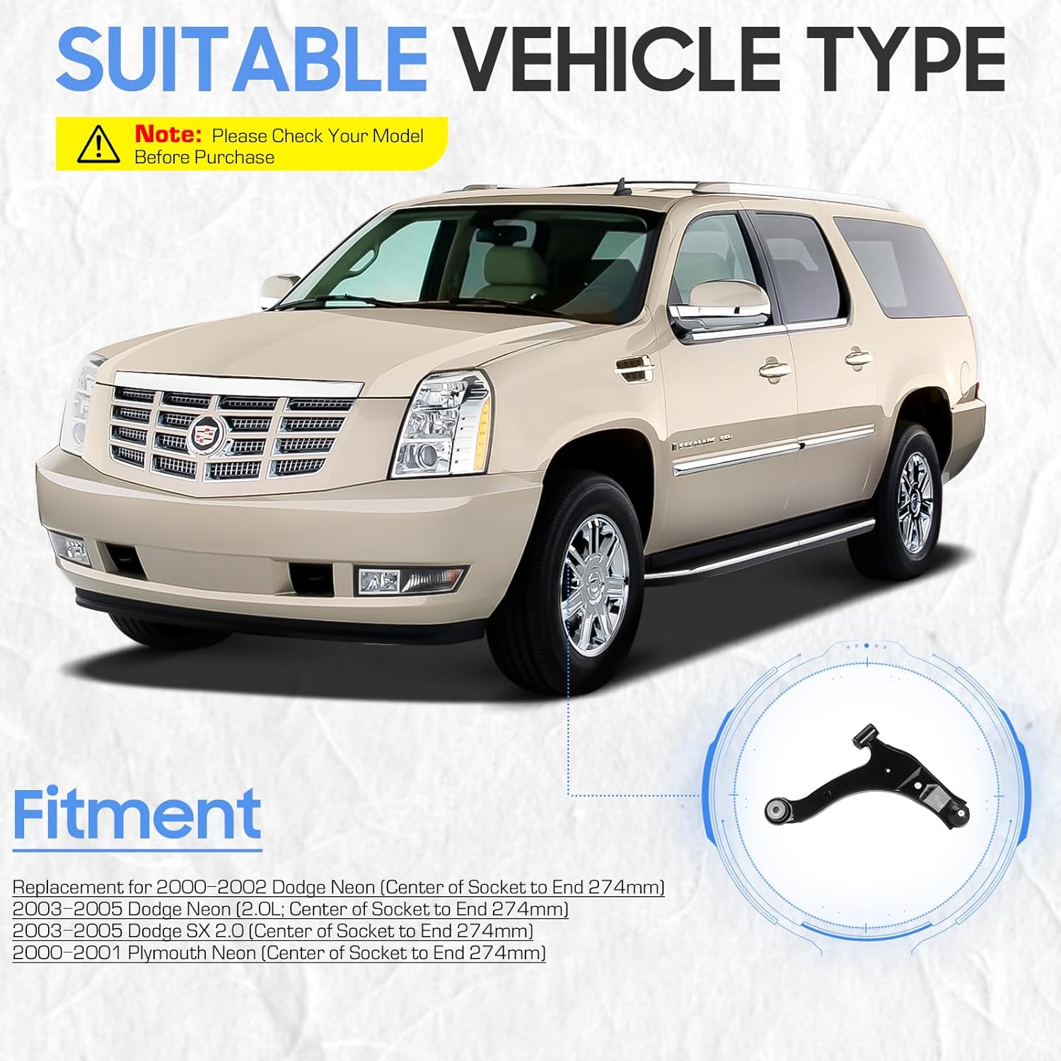 Front Lower Right & Left Control Arms w/Ball Joints Tie Rod Ends Suspension Kit for 2000-2002 Dodge Neon, 2003-2005 2.0L Dodge Neon/Dodge SX, 2000-2001 Plymouth Neon (8PCs)
