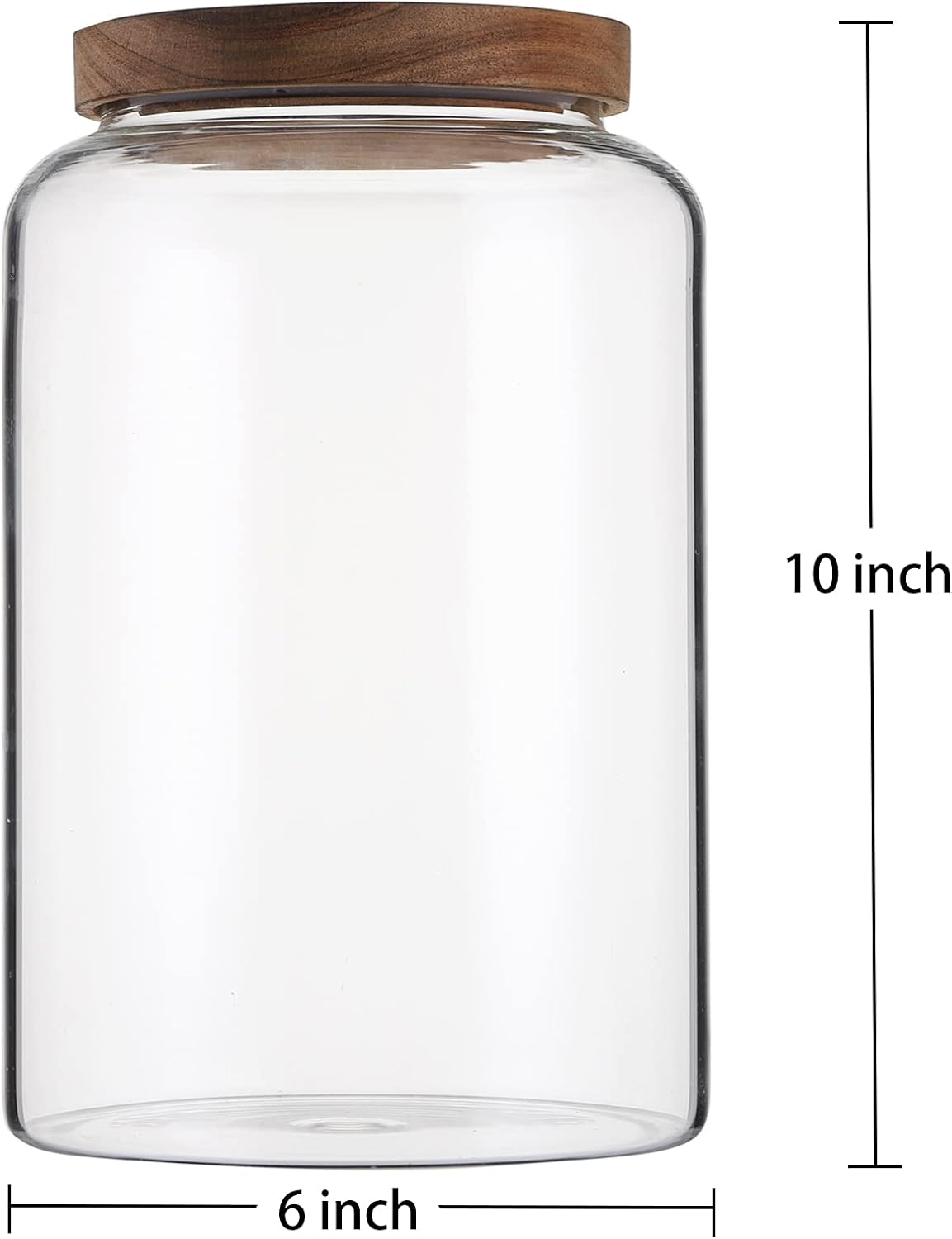 Bekith 1 Gallon Glass Jar with Wooden Airtight Lid, Large Food Storage Container/Canisters for Serving Tea, Coffee, Honey, Spice, Cereal, Egg, Kitchen Canister, Clear