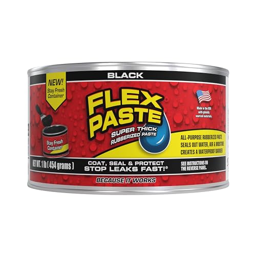 Flex Paste, 1 lb Can, White, Waterproof Paintable Putty, Spackle Sealant, Fill Gaps Cracks Holes - Block Out Water and Air - UV Resistant - Walls, Drywall, EPDM, Concrete, Roof, RV Repairs