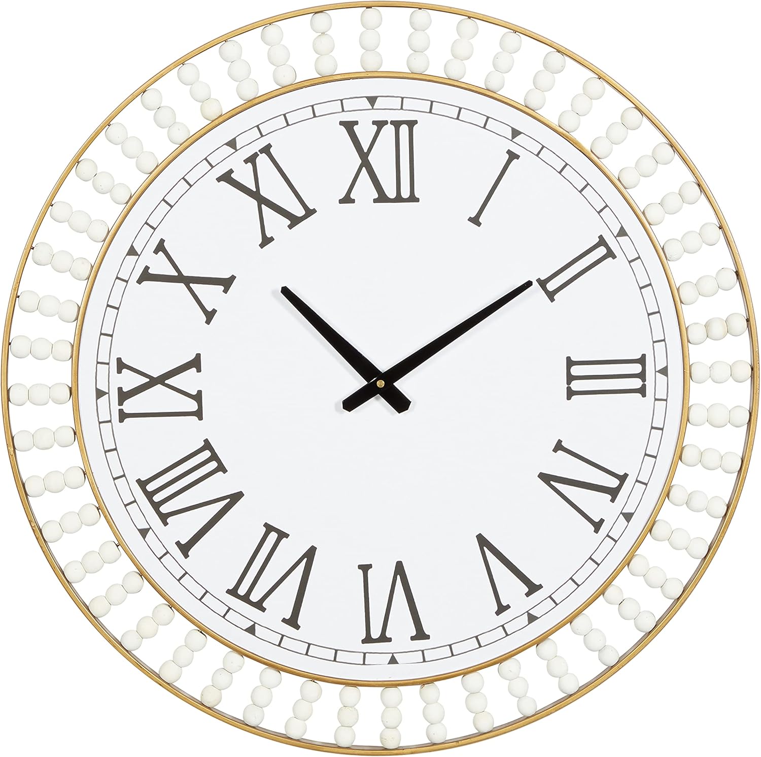 Deco 79 Metal Wall Clock with Gold Frame and Radial Beading, 24
