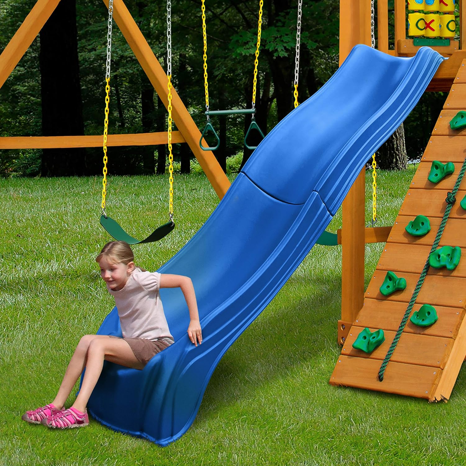 Swing-N-Slide Ws 5032 Olympus Wave Slide 2Piece Plastic Slide for 5' Decks, Blue