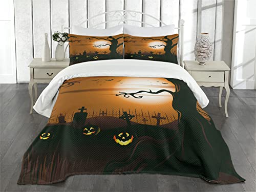 Ambesonne Money Bedspread Set, Hundred Dollar Bill Century Note Design American Currency Style Frame Pattern, 3 Piece Decorative Bedding Coverlet and 2 Pillow Shams, Queen Size, Pale Green Grey