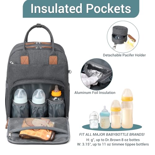 JOLLITO Diaper Bag Backpack - Multifunction Travel Backpack Maternity Baby Changing Bags, Diaper Changing Totes, Large Capacity, Waterproof and Stylish, Baby Registry Essential