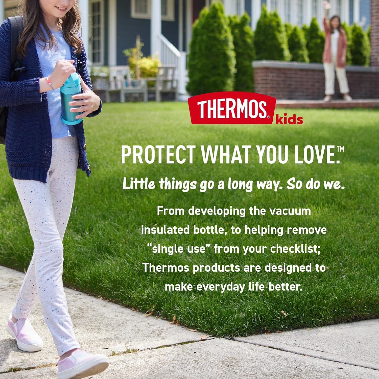 THERMOS FUNTAINER 16 Ounce Stainless Steel Vacuum Insulated Bottle with Wide Spout Lid, Matte Charcoal