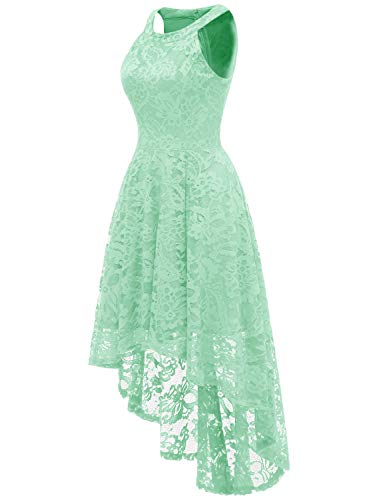 Dressystar Women's Halter Floral Lace Cocktail Party Dress Hi-Lo Bridesmaid Dress