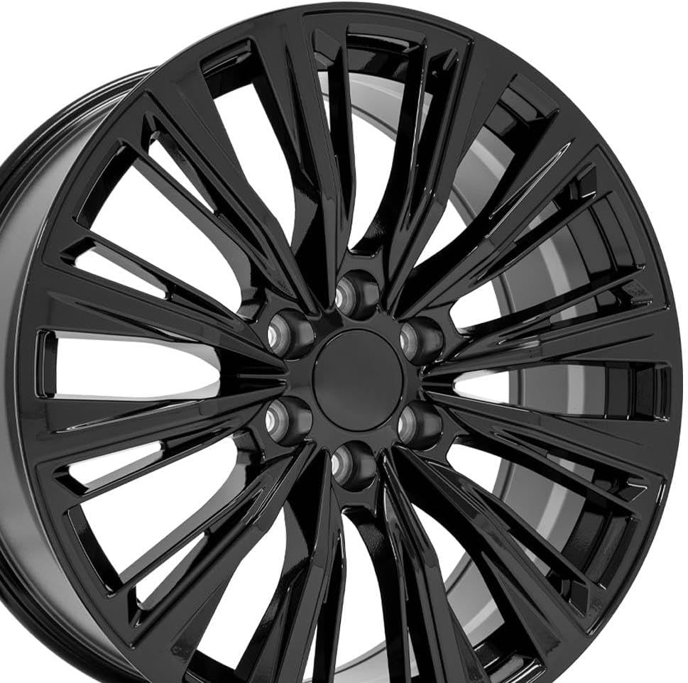 OE Wheels LLC 22 inch Rims Fits Escalade Silverado Tahoe Sierra Yukon CA93 22x9 Rim Black SET