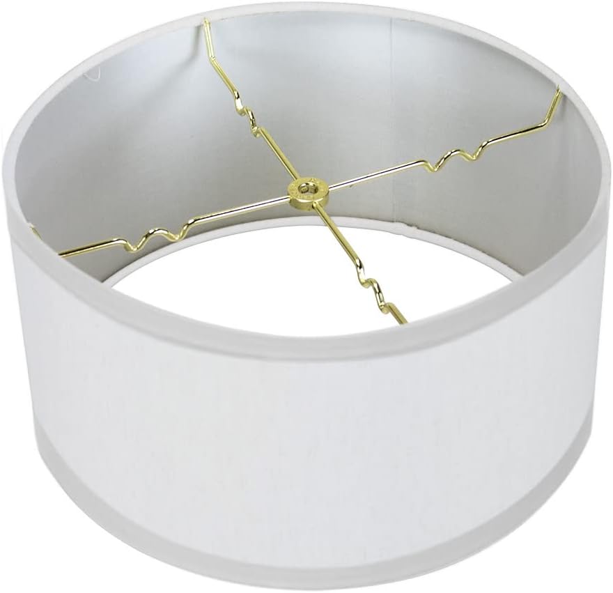 White Linen Shallow Drum Premiere Lampshade 18x18x10