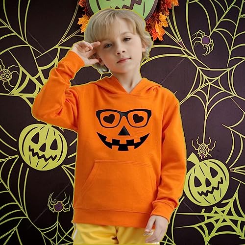 DDSOL Toddler Boys Girls Hoodie Sweatshirt Halloween Pumpkin Shirt Long Sleeve Glow in Dark Tops Skeleton 4T-10Years…
