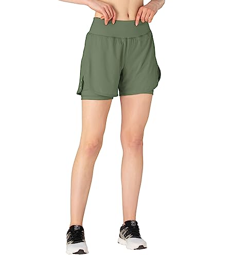 Gopune Women's 2 in 1 Running Shorts Workout Athletic Gym Yoga Shorts Liner