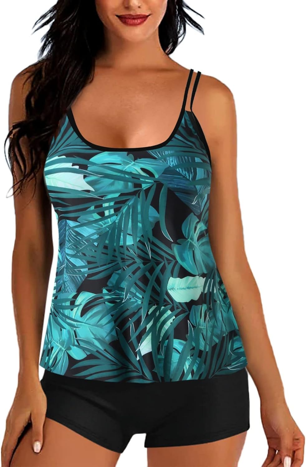 Spring of Sale - - Tankini Swimsuits for Women with Skirt Bottom, Tankini Swimsuits for Women with Skirt 2 Piece, Swimsuits for Older Women 2 Piece Tankini Dress with Swim Skirt, Green