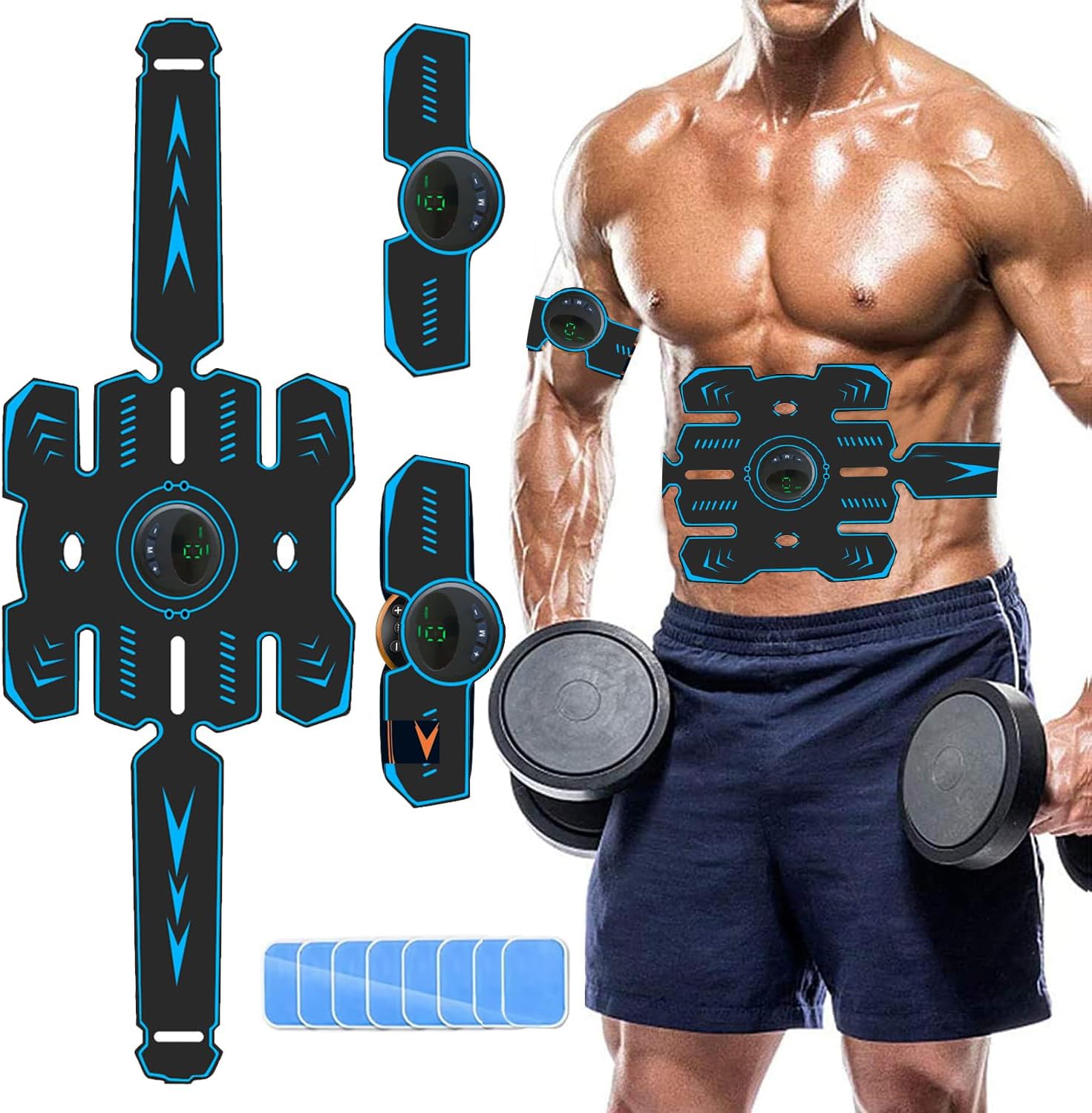 UMATE EMS Muscle Stimulator, Ab Stimulator Belt, Waist Trainer for Woman/Man, Abs Workout Equiptment for Your Home Gym Exercise Gear for Abdomen/Arm/Leg Black