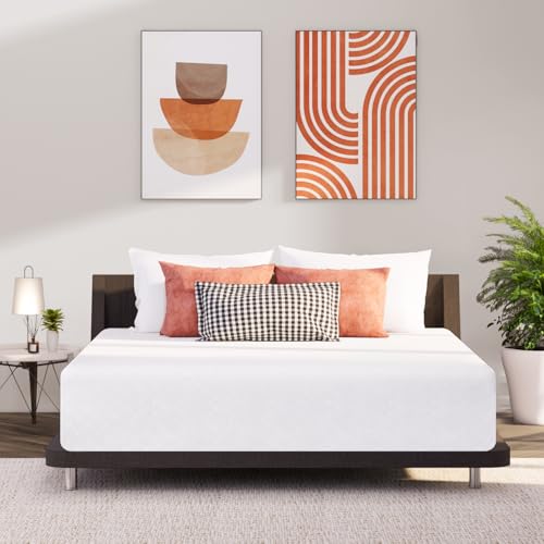 6/8/10/12 Queen Cooling Gel Green Tea Medium Firm Memory Foam Mattress Pressure Relieving CertiPUR-US Certified Convenient Mattress in a Box Fiberglass Free (Queen, 12 in)