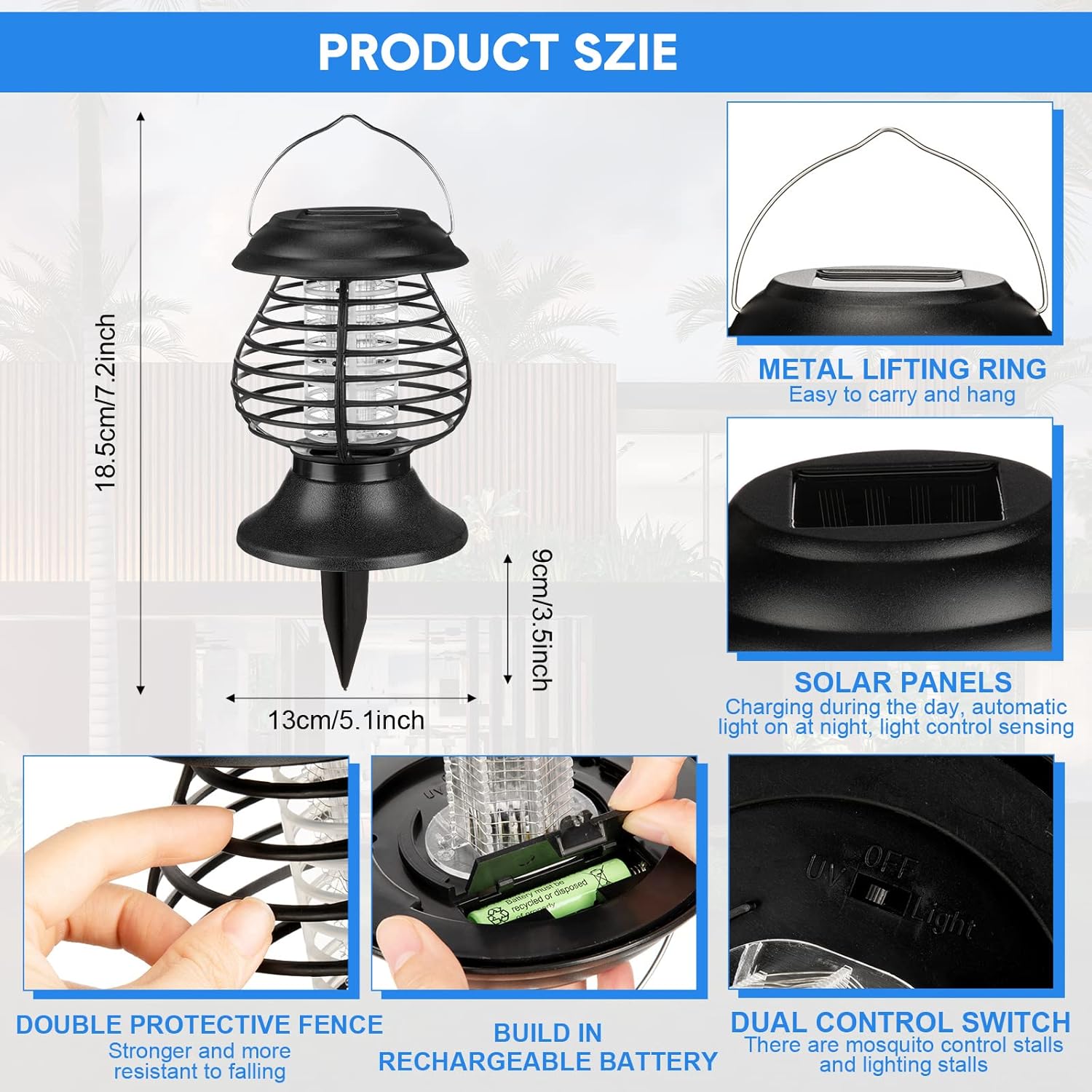 4 Pack Solar Bug Zapper Outdoor Waterproof Mosquito Zapper Outdoor Mosquito Repellent Trap Solar Powered Bug Lights for Outside Fly Mosquito Killer Outdoor for Home Camping Backyard (Novelty Style)