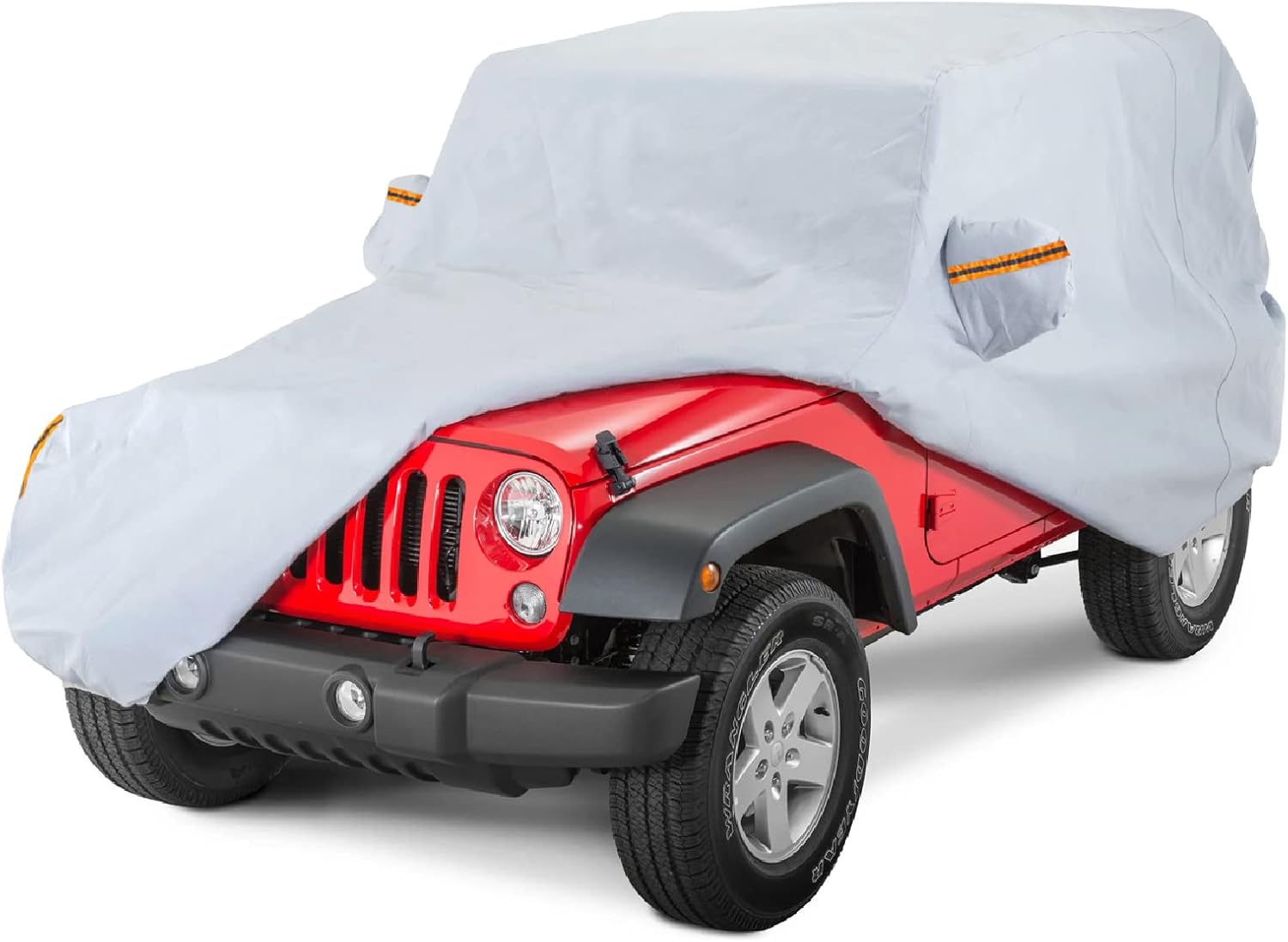 BDFHYK Waterproof Car Cover 2 Door Wrangler Covers, All Weather Protection Outdoor Cover for 1945-2022 Jeep Wrangler CJ,YJ, TJ,JK & JL with Driver Door Zipper Lock Cable