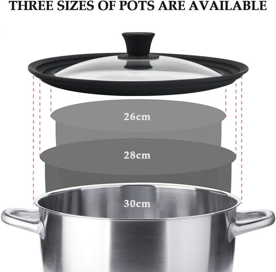 Universal Lid for Pots and Pans, Tempered Glass Skillet Lid, Universal Pan Lid Frying Pan Lid with Heat Resistant Silicone Rim, One Size Fits 10