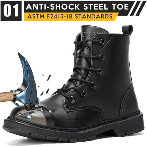 Waterproof Steel/Composite Toe Boots for Women Men, 6