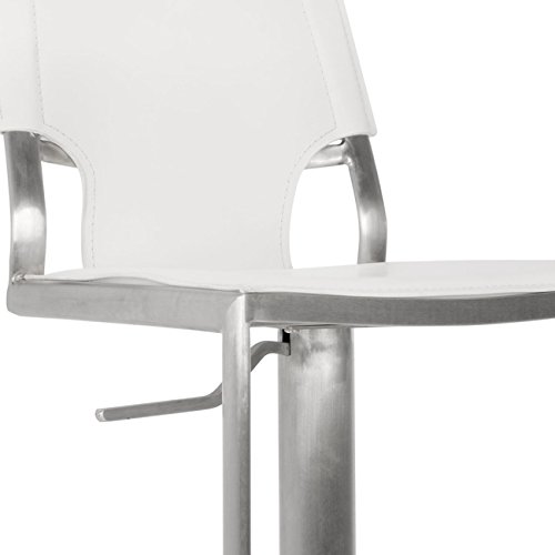 Safavieh Home Collection Armondo Stainless Steel and Black Leather Adjustable Gas Lift 22.4-31.5-inch Bar Stool