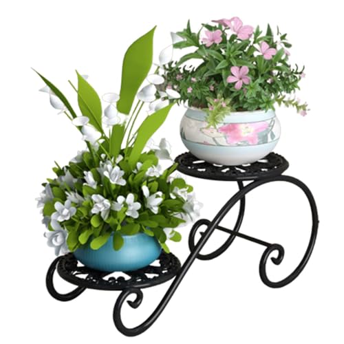 Metal Plant Stand, 2 Tier Iron Flower Pot Holder Indoor Outdoor, A Flower Rack With A Small Footprint, Sturdy And Durable Floor Type Rust-proof Flower Rack, For Patio Garden Corner Balcony