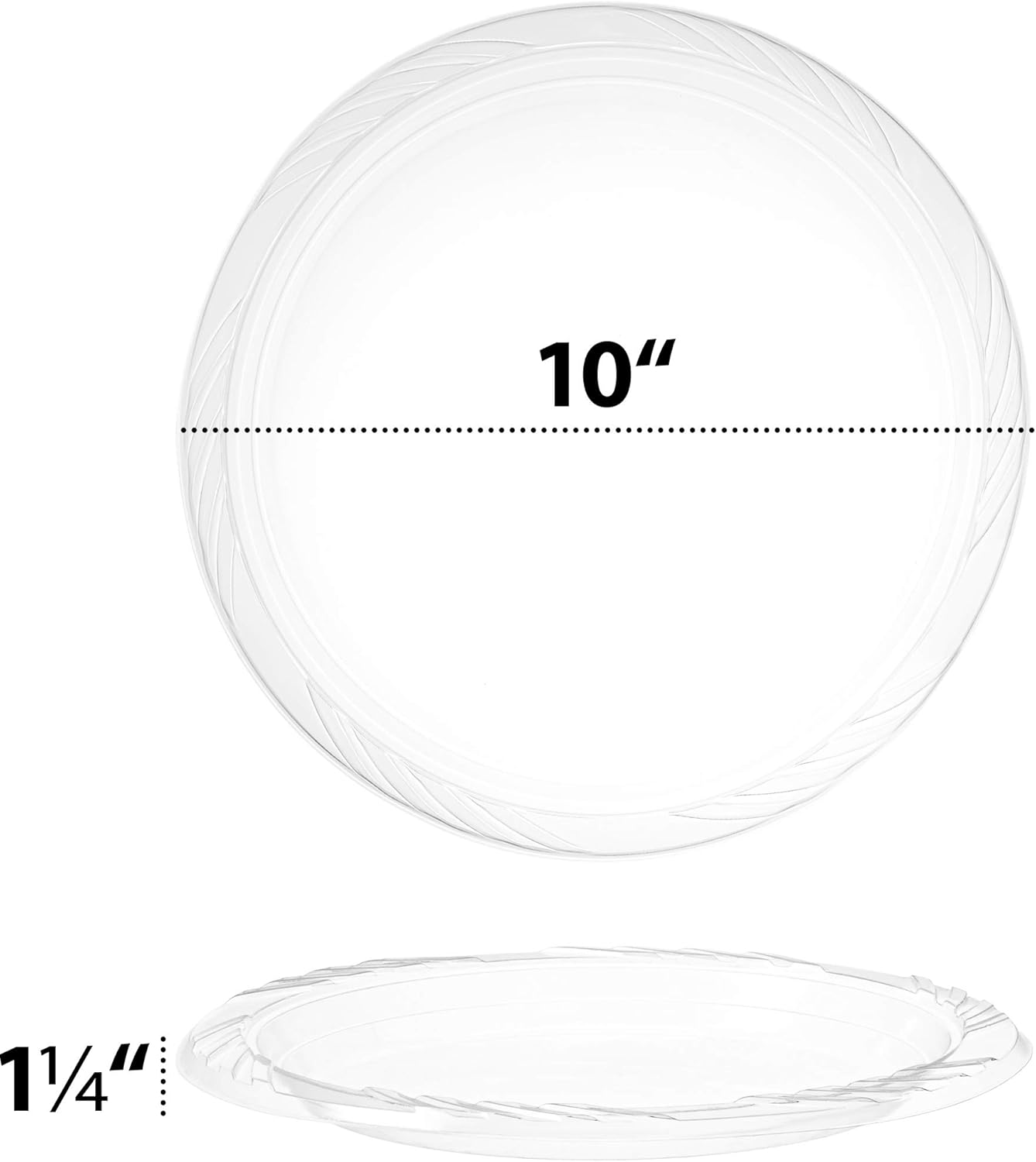 PLASTICPRO 10'' inch Premium Crystal Clear Disposable Plastic Dinnerware Party Plate Pack of 80