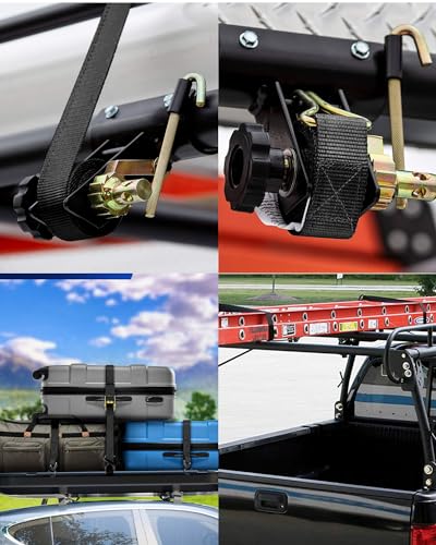 Ladder Rack Ratchet Straps, W/J-Hook (2PCS), 2