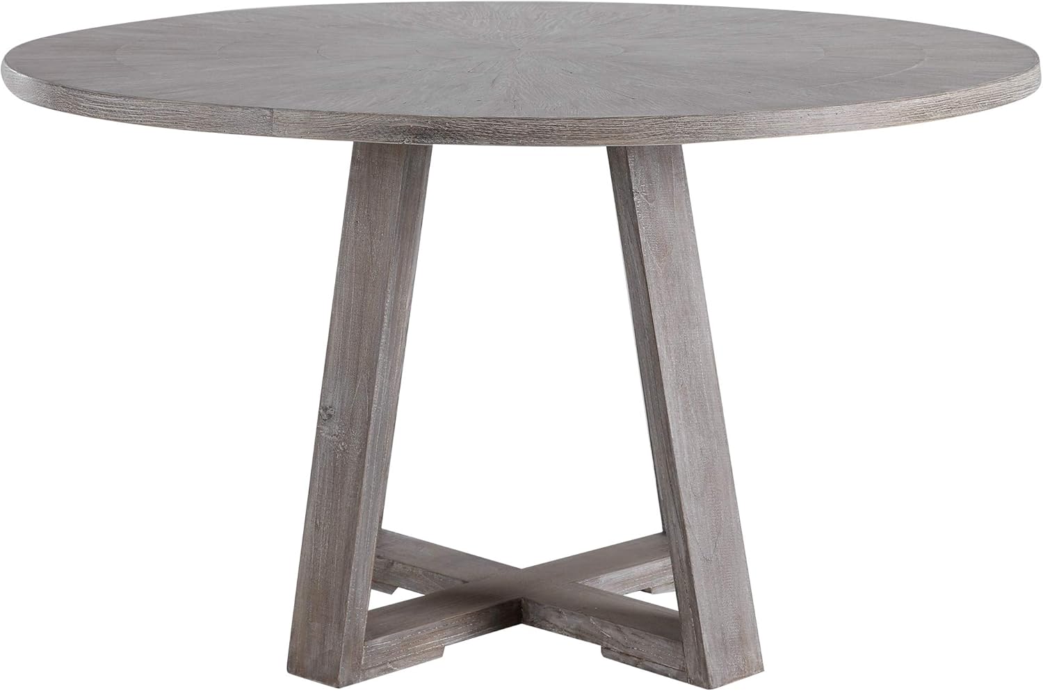 MY SWANKY HOME Luxe Gray Oak Elm Wood Dining Table Scandi Style 6 Seat Trestle Round 52 in