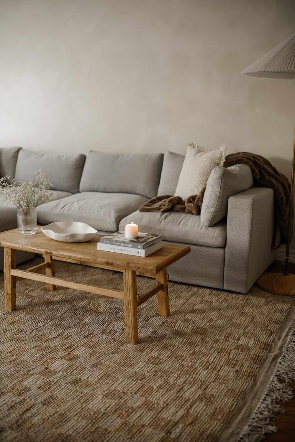 Hauteloom Ionut Sea Grass Jute Rug - Natural Fiber Area Rug - Natural Farmhouse Checkered Carpet - Rattan Wicker - Brown, Beige, Cream - 5' x 7'6