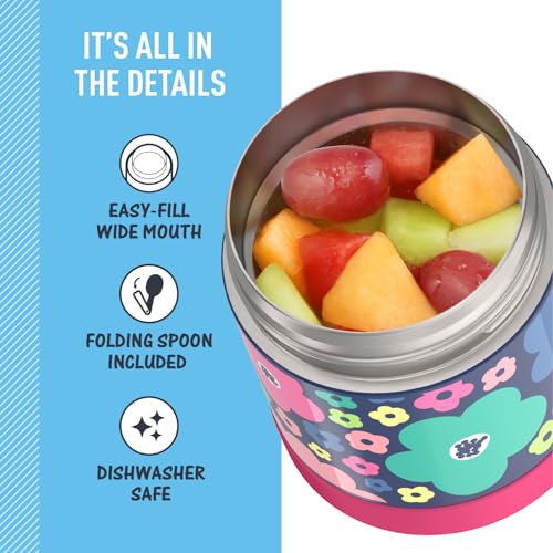 THERMOS FUNTAINER 10 Ounce Stainless Steel Vacuum Insulated Kids Food Jar with Spoon, Sketchbook