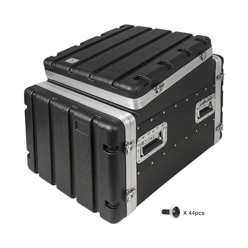 Sound Town Lightweight and Compact 10U ATA ABS Rack Case, with Slant Mixer Top, Casters, 24.5
