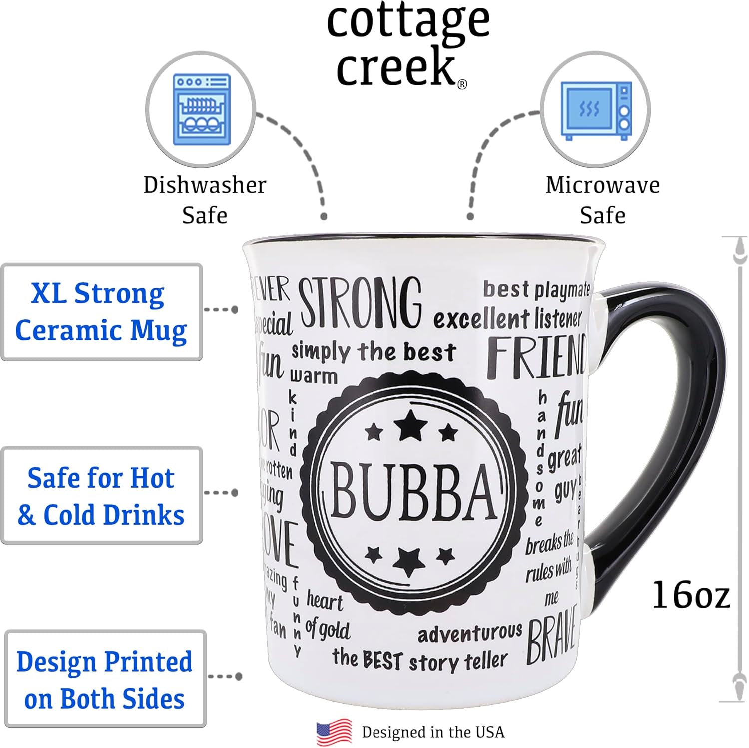 Bubba Cup, Bubba Mug, 16oz. Ceramic Bubba Coffee Mug, Bubba Grandpa Gifts