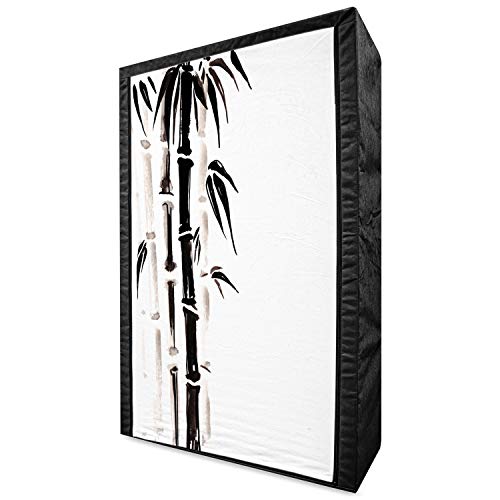 Ambesonne Asian Themed Portable Fabric Wardrobe, Folkloric Pattern in Traditional Chinese Watercolor Painting Style Art, Clothing Organizer and Storage Closet with Shelves, 33.5