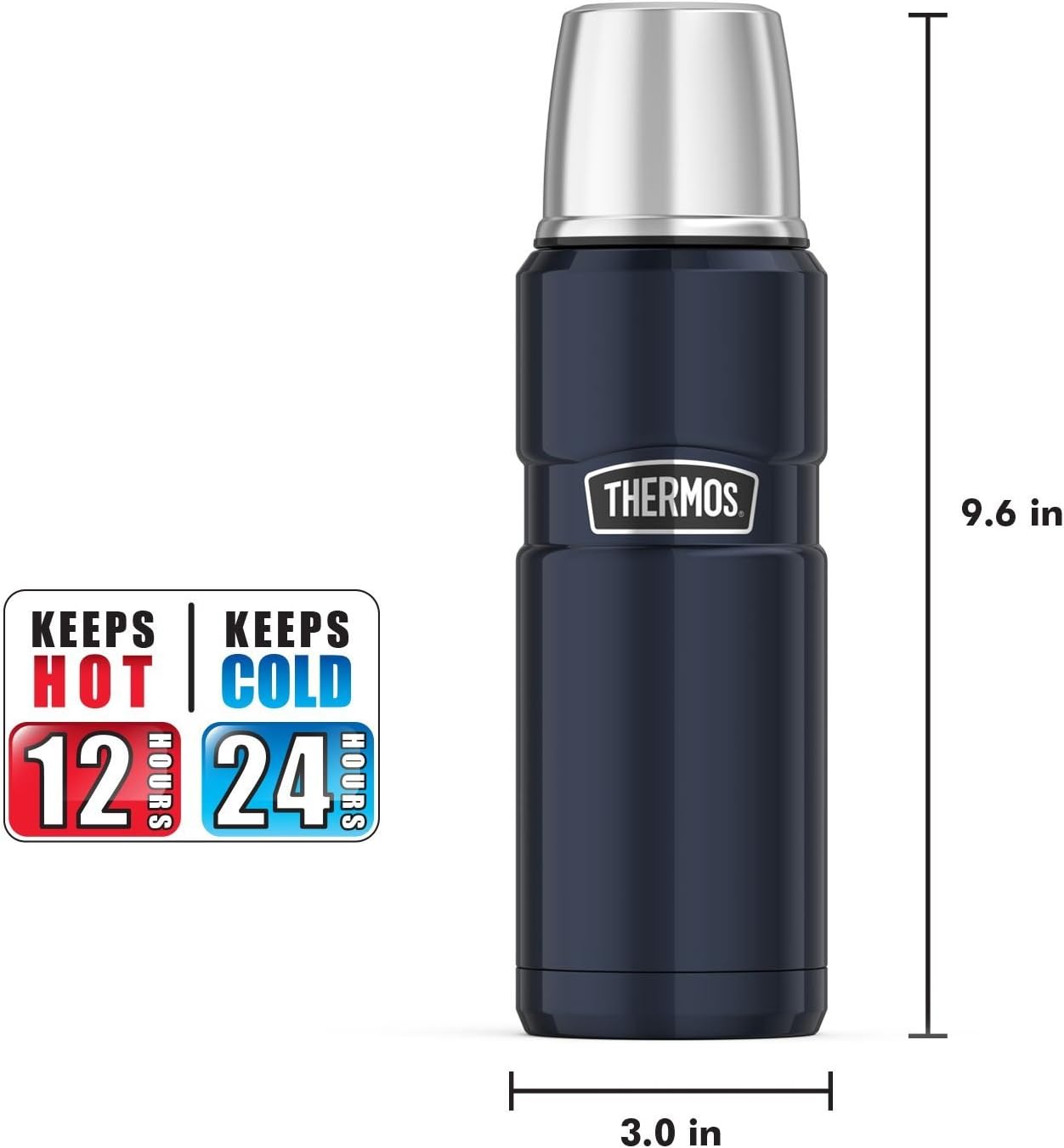 THERMOS Stainless King Vacuum-Insulated Compact Bottle, 16 Ounce, Midnight Blue