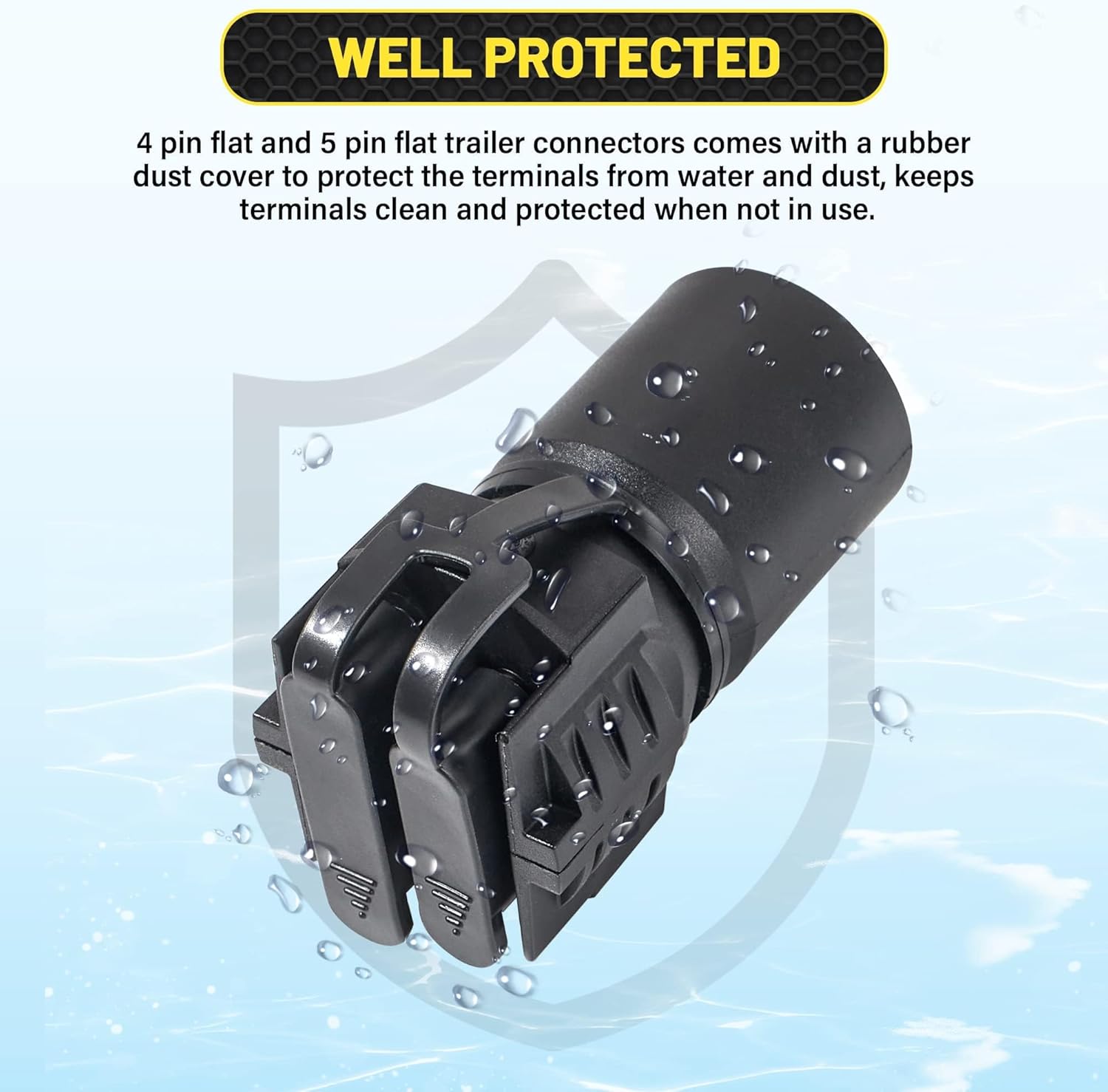 Oyviny 7 Pin Round to 4 Pin and 5 Pin Flat Blade Trailer Adapter, 7 to 5 Pin Trailer Plug Adapter 2-in-1 Design