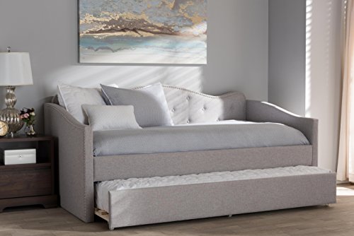 Baxton Studio Kaarina Fabric Daybed with Trundle, Twin