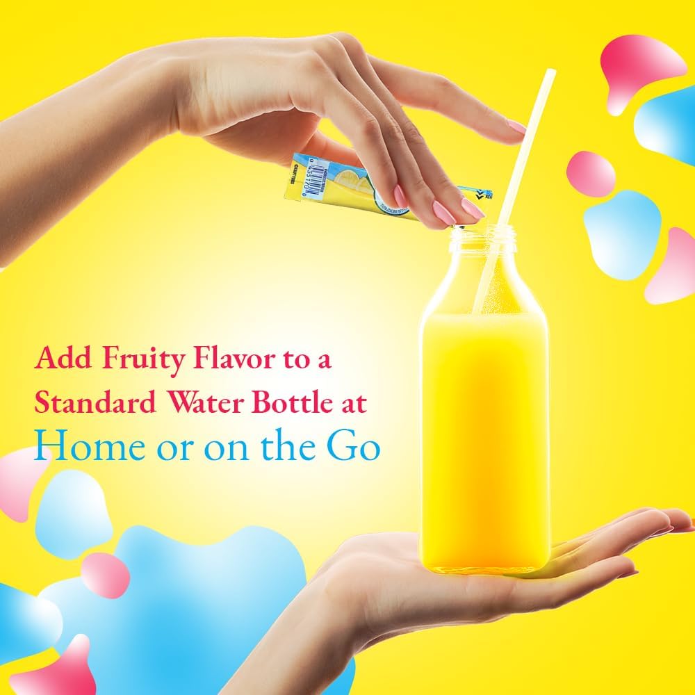 Generic Crystal Light Lemonade, Fruit Punch, Raspberry Lemonade & Wild Strawberry Sugar-Free Powdered Drink Mix Variety Pack, 60 Count With 25 Straws, Fits 16.9 oz Bottles