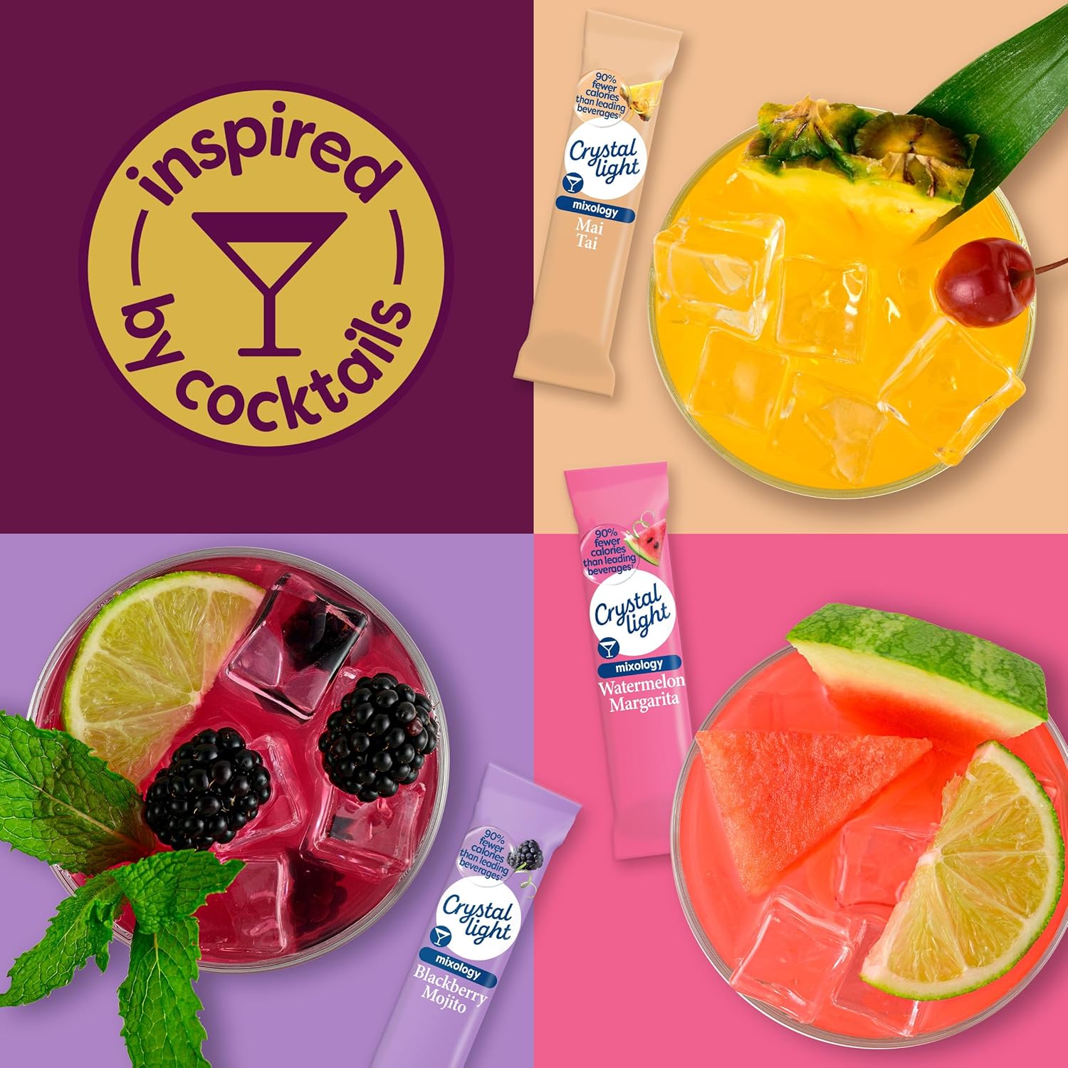 Crystal Light Mixology Variety Pack Powdered Drink Mix, 14 oz Packets, 9 per Box