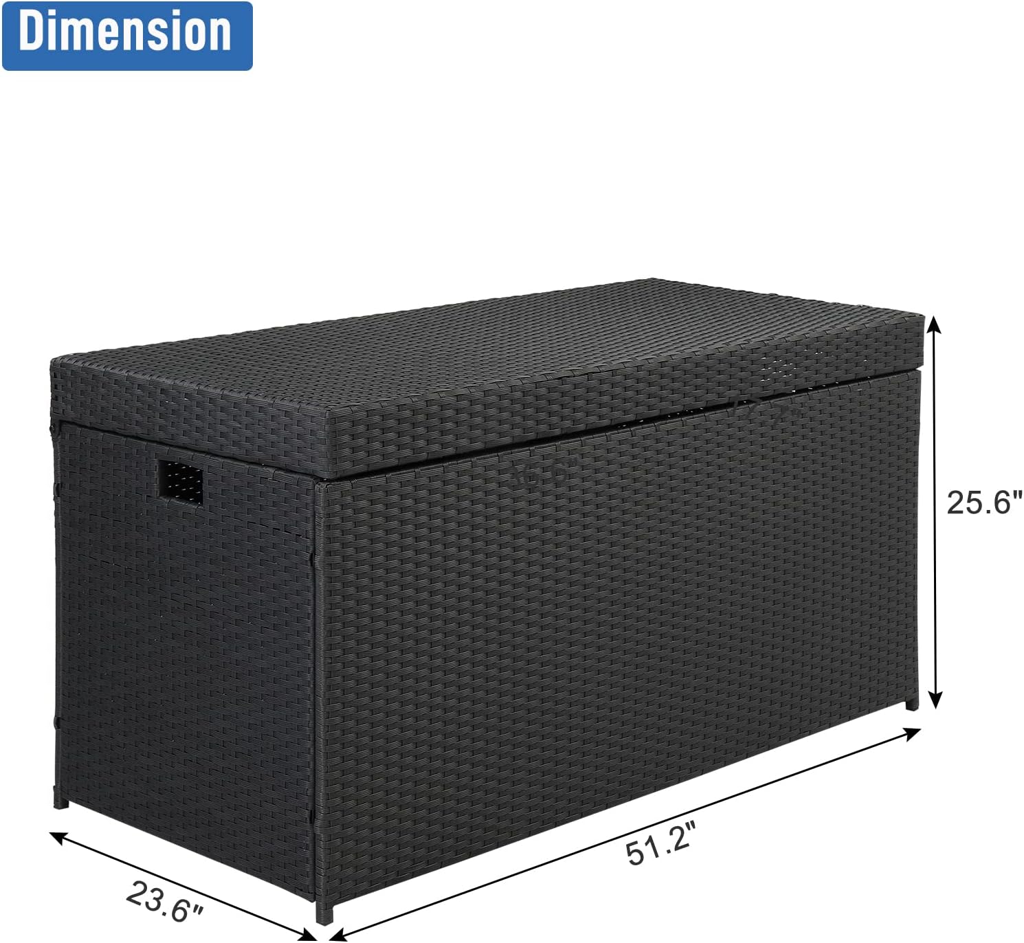 132 Gallon Large Deck Box - PE Rattan Indoor Outdoor Storage Box - Wicker Storage Basket with Lid - Deck Bin with Handle - Weather Resistant Storage Container for Toys, Blanket, Yard Tools - Black