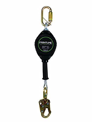 Frontline RPG10 Cable Single Leg 10' SRL with Steel Snap Hook End | Personal Fall Arrest Protection | Galvanized Steel Retractable Lifeline Safety Yoyo | OSHA and ANSI Compliant