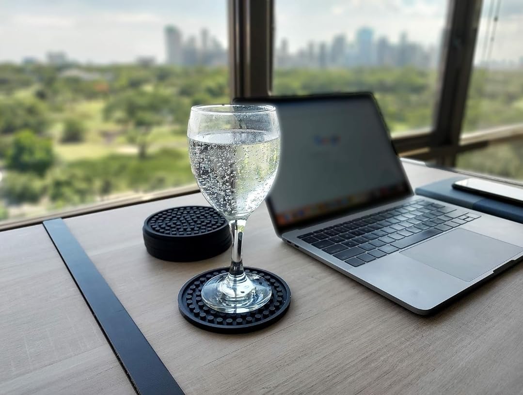 Coasters - [6 Pack] - Silicone Coasters for Drinks - Coasters with Holder, Non Slip and Non-Stick Coasters. Prevents Damage to Furniture and Tables, Suitable for Both Hot and Cold Drinks.