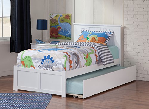 AFI Nantucket Twin XL Size Platform Bed with Footboard & Twin XL Trundle in White
