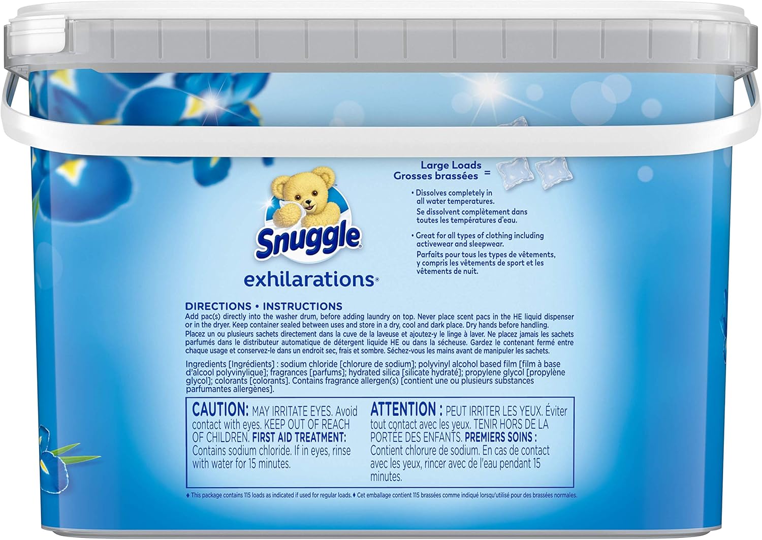 Snuggle Scent Boosters In-Wash Laundry Scent Pacs, Blue Iris Bliss & Ocean Breeze, 115 Count (Packaging may Vary)