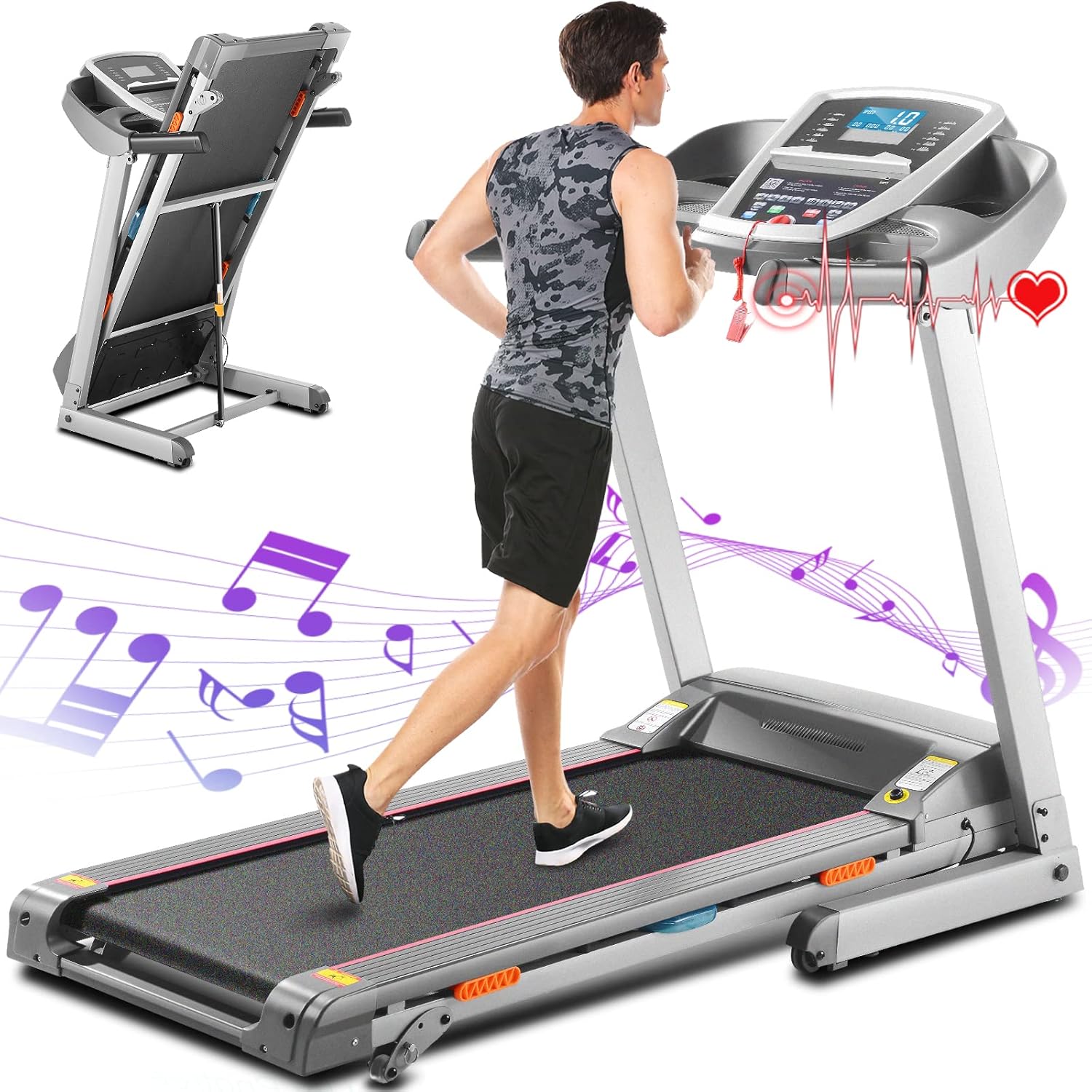 ANCHEER Treadmil, 3.0HP Treadmills for Home with Auto Incline APP & Bluetooth Audio Speakers, 300LBS Capacity Treadmills for Home Walking Running Machine for Home/Gym Cardio Use