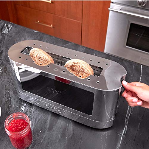 Russell Hobbs TRL9300GYR 2-Slice Glass Accent Long Toaster, Silver & Stainless Steel