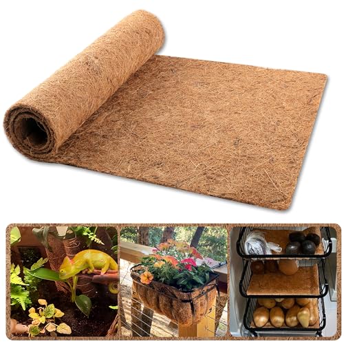 Coco Liner Roll, 16 x 40 Inch Coconut Fiber Liners for Planter Window Box Flower Basket, Natural Coco Coir Sheet Coco Mats for Animal Pet Pad, Reptile Carpet, Garden Decoration