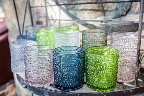 Fortessa Jupiter Beaded Hobnail Glass, 10 Ounce Double Old Fashioned (Set of 6), Purple