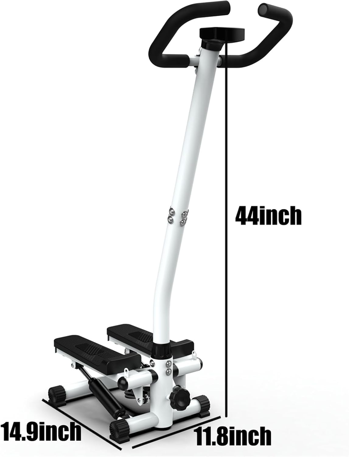 Stair Stepper Machine with Handlebar-Mini Steppers for Exercise with 300LBS Loading Capacity, Hydraulic Fitness Stepper with LCD Monitor(Black+White)